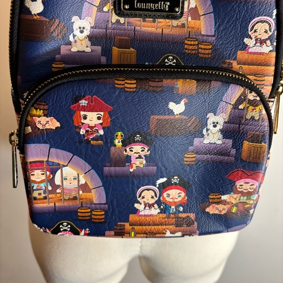 LOUNGEFLY DISNEY Mini Backpack with Pirates Of The Caribbean Cartoon Style Print - Picture 3 of 12